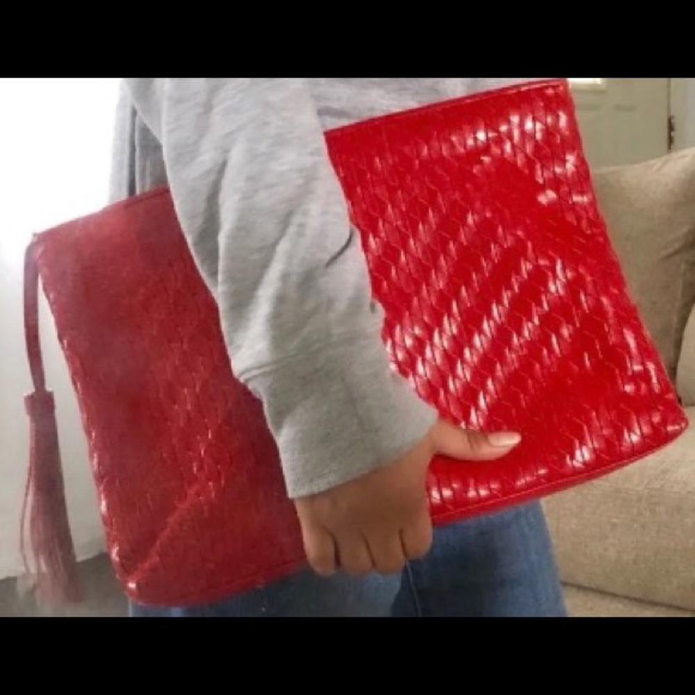 Saks 5th Ave Woven leather clutch